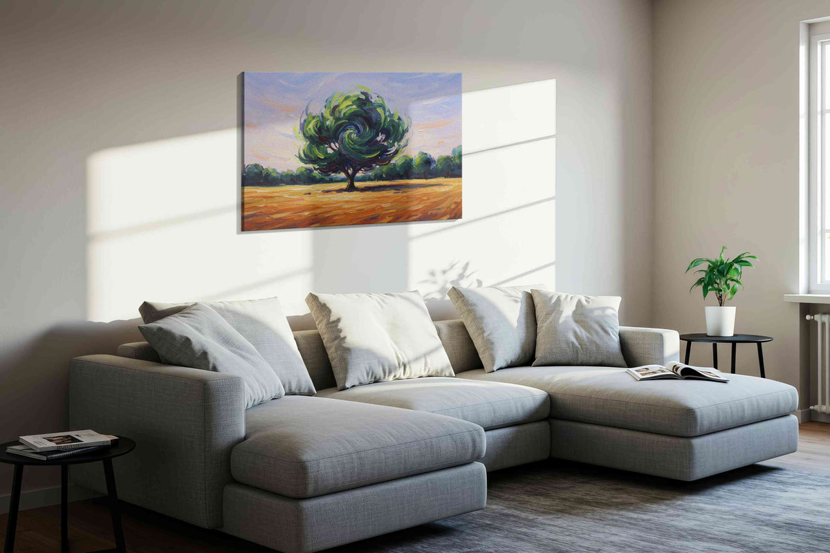 Whirlwind Grove landscape canvas print in a living room scene