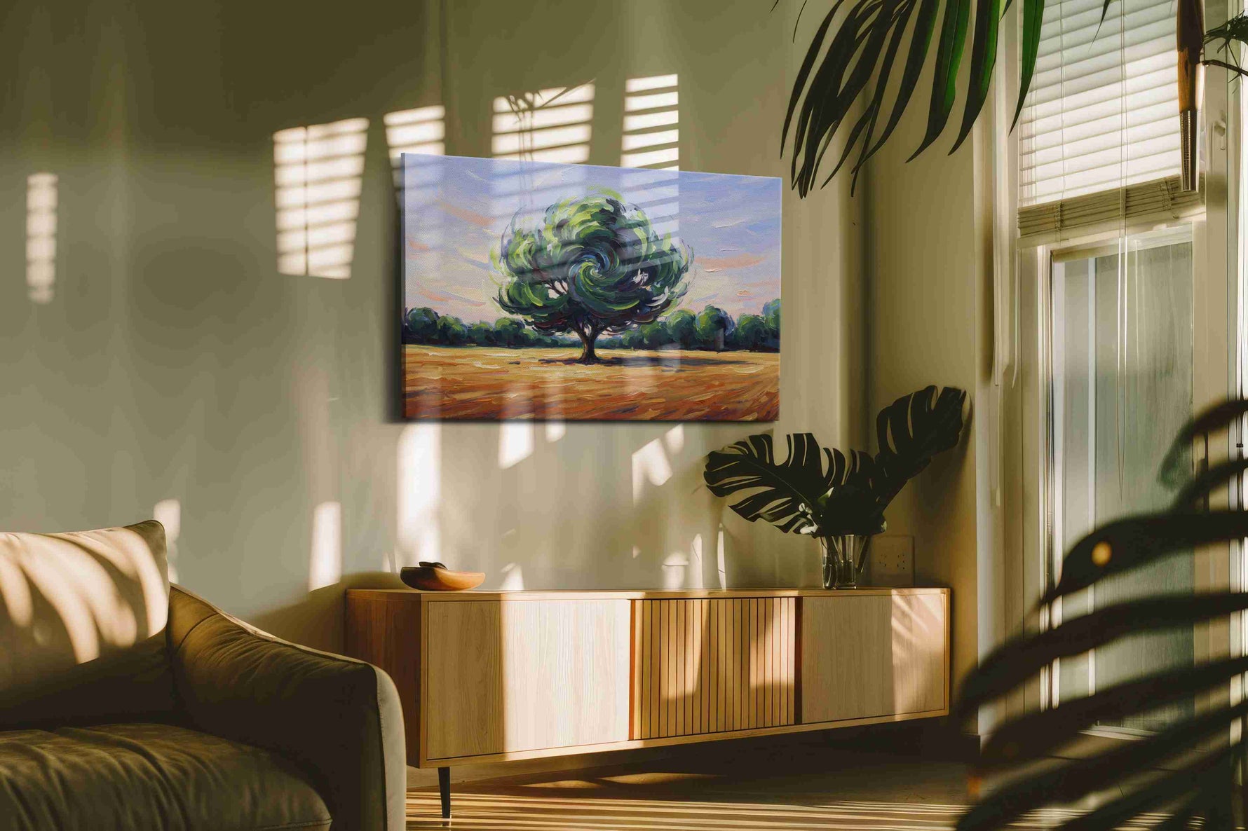 Whirlwind Grove landscape canvas print, on wall, lifestyle preview