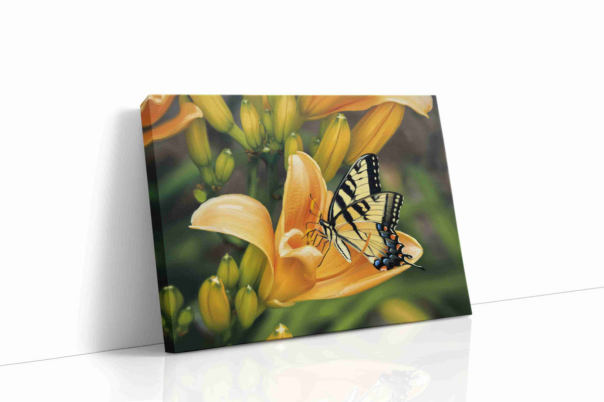 Whisper of the Butterfly Bloom floral canvas print gallery-wrapped landscape canvas studio shot