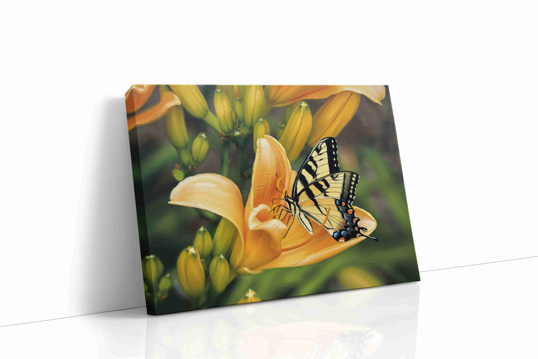 Whisper of the Butterfly Bloom floral canvas print gallery-wrapped landscape canvas studio shot