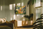 Whisper of the Butterfly Bloom floral canvas print in a hung canvas mockup