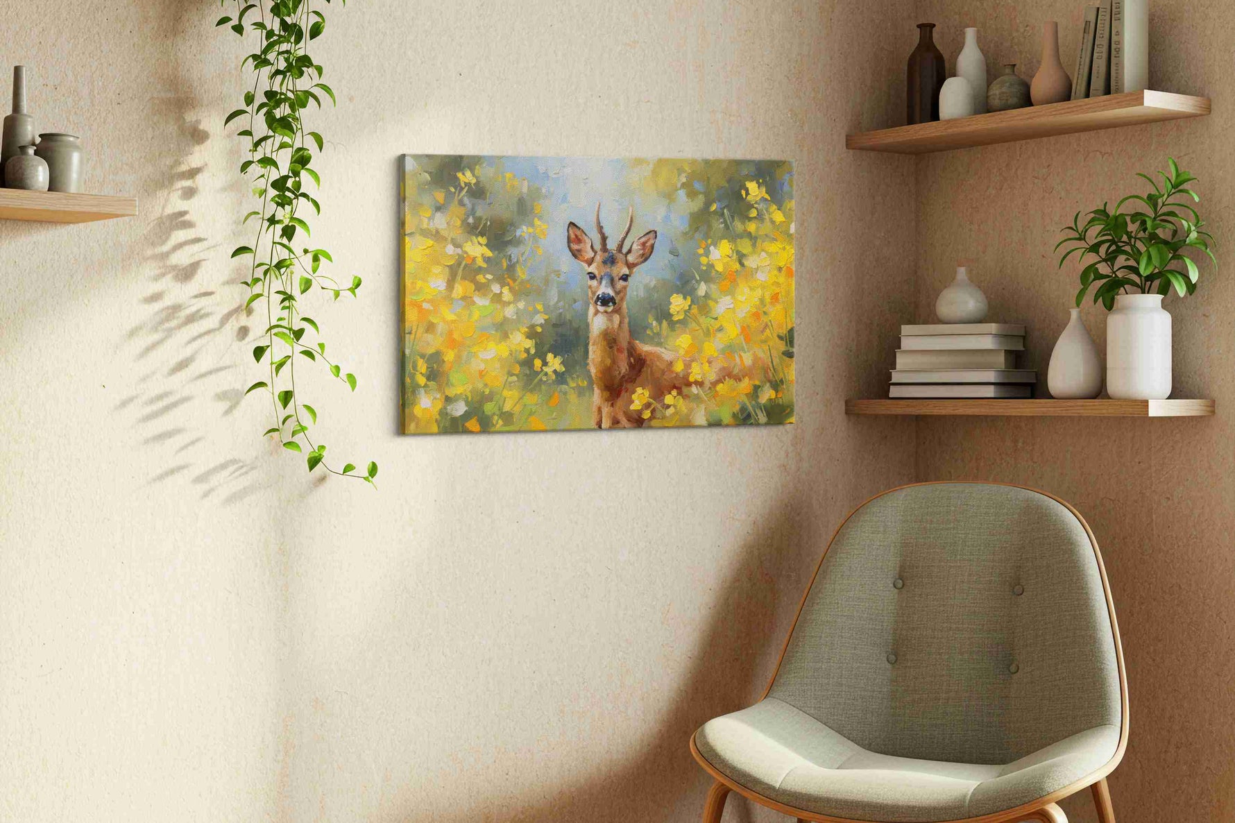 Whisper of the Golden Meadow nature canvas print, hanging on wall