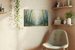 Whispering Bamboo Canopy nature canvas print, displayed in a living room