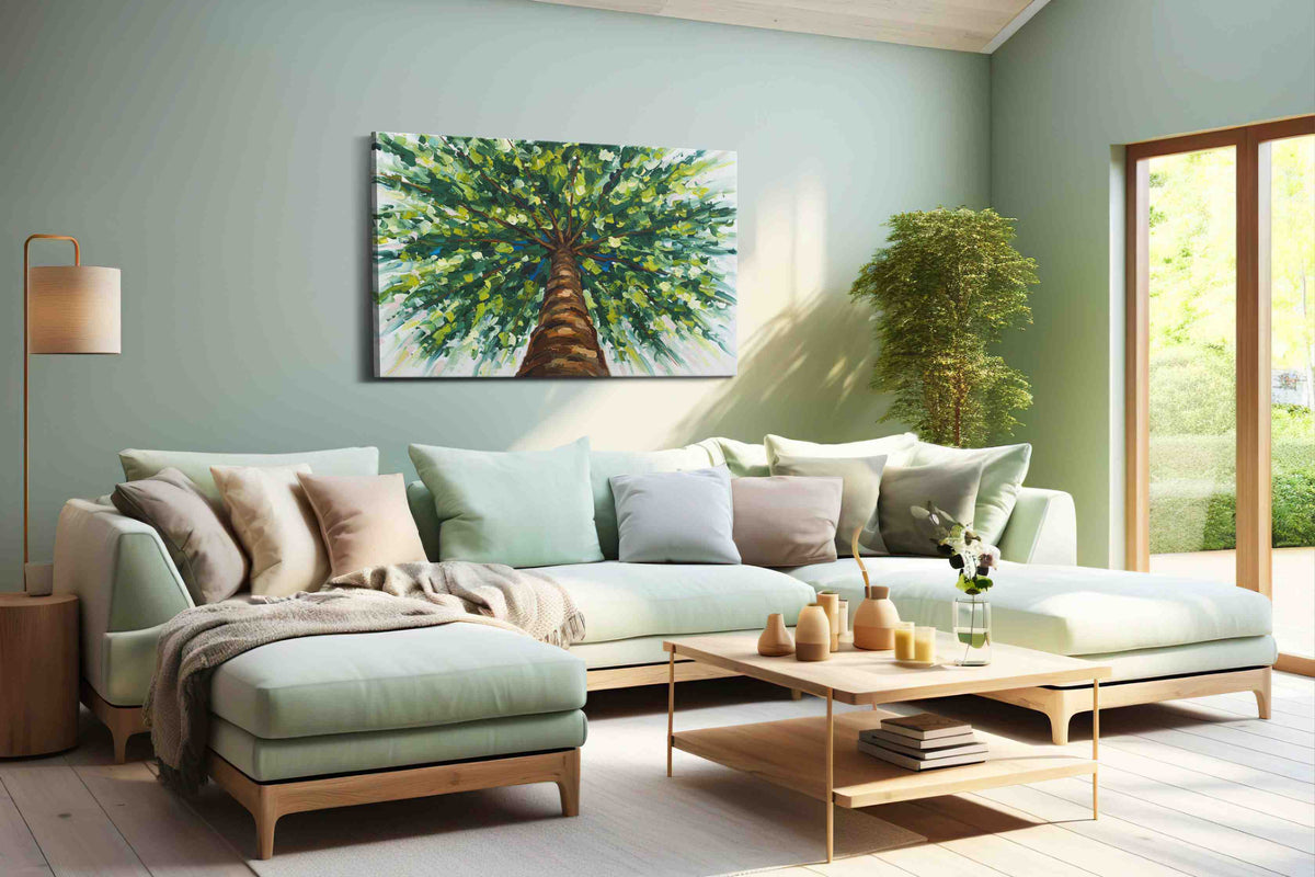 Whispering Canopy nature canvas print, hanging on wall