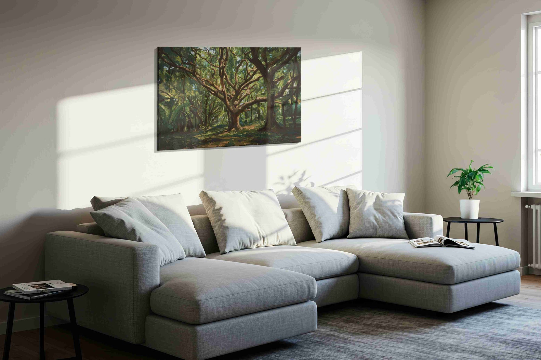 Whispering Canopy II nature canvas print, displayed in a living room