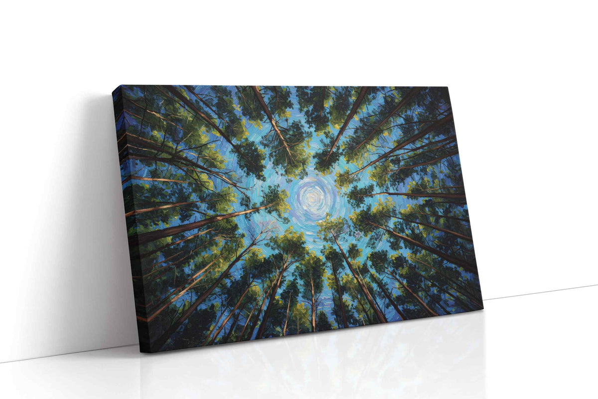 Whispering Canopy Vortex nature canvas print, gallery-wrapped, ready to hang