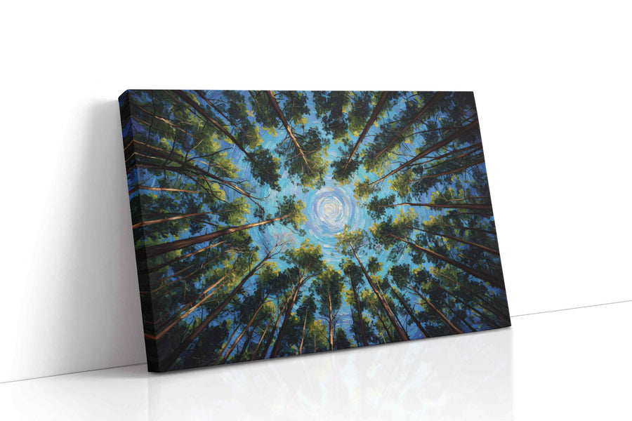 Whispering Canopy Vortex nature canvas print, gallery-wrapped, ready to hang