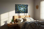 Whispering Canopy Vortex nature canvas print, displayed in a bedroom