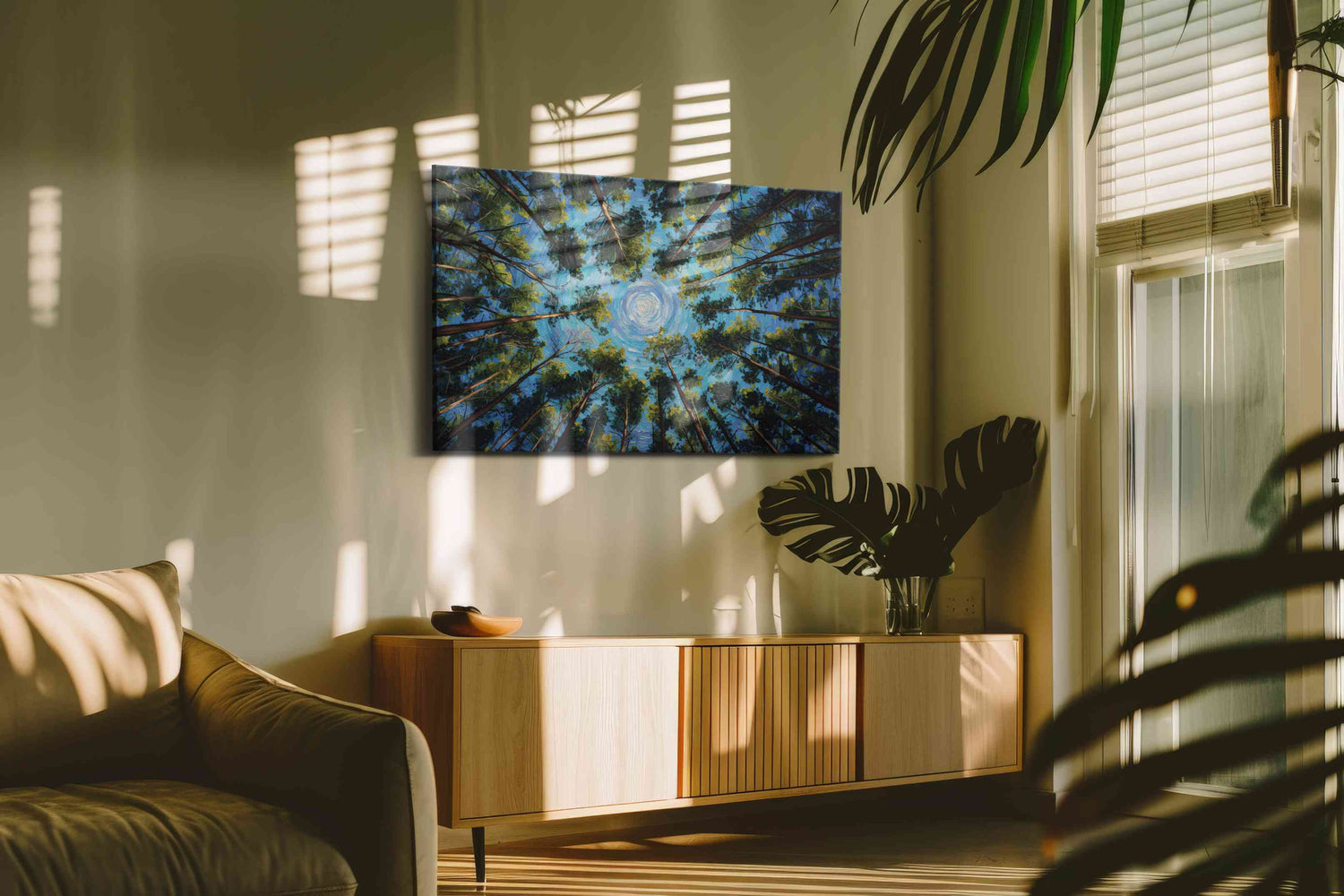 Whispering Canopy Vortex – nature canvas wall art, gallery-wrapped, ready to hang