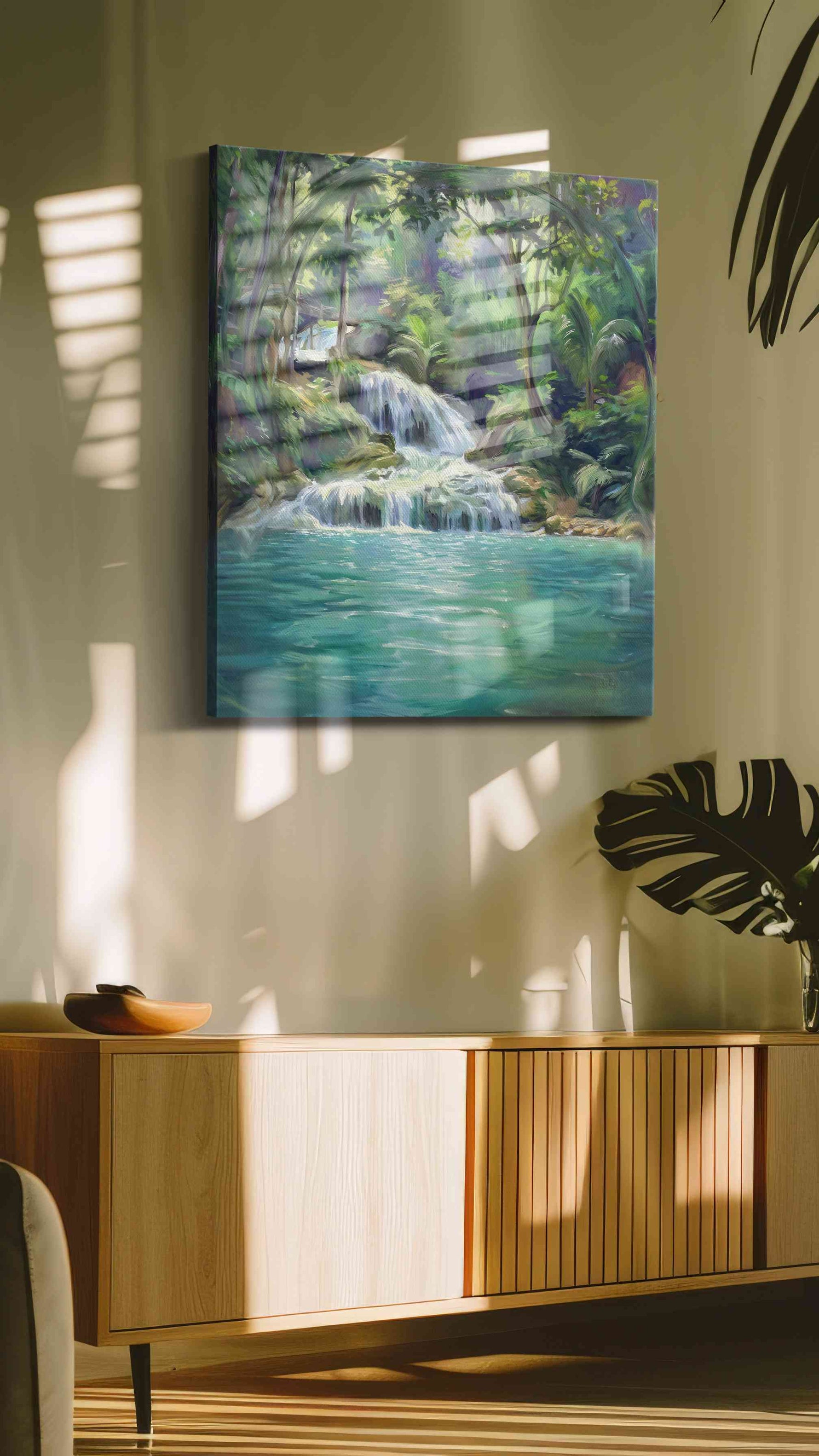 Whispering Falls of Serenity – landscape canvas wall art, gallery-wrapped, ready to hang