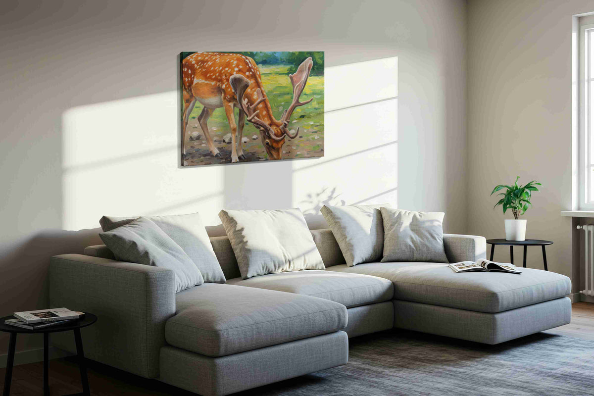 Whispering Meadow Elegance animals canvas print styled in a living room