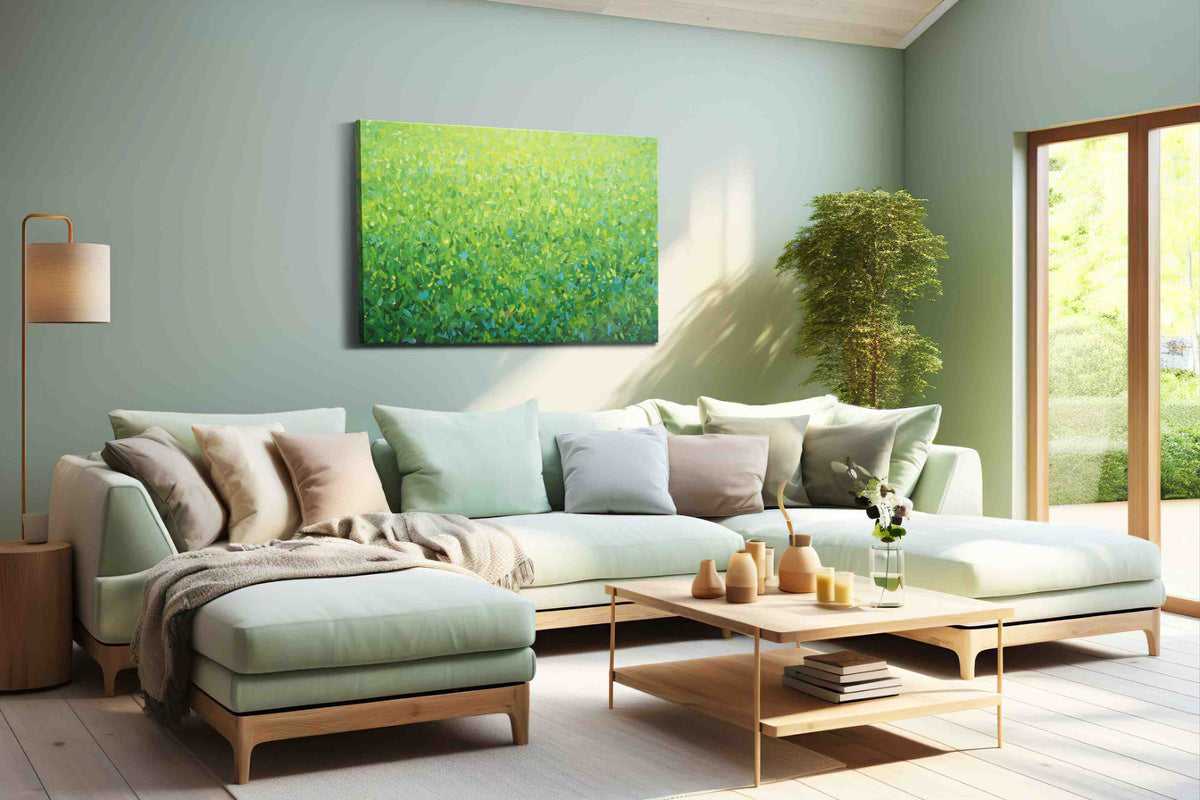 Whispering Meadow Radiance nature canvas print, hanging on wall