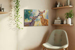 Whispering Woods Harmony animals canvas print, displayed in a living room
