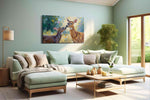 Whispering Woods Harmony animals canvas print, hanging on wall