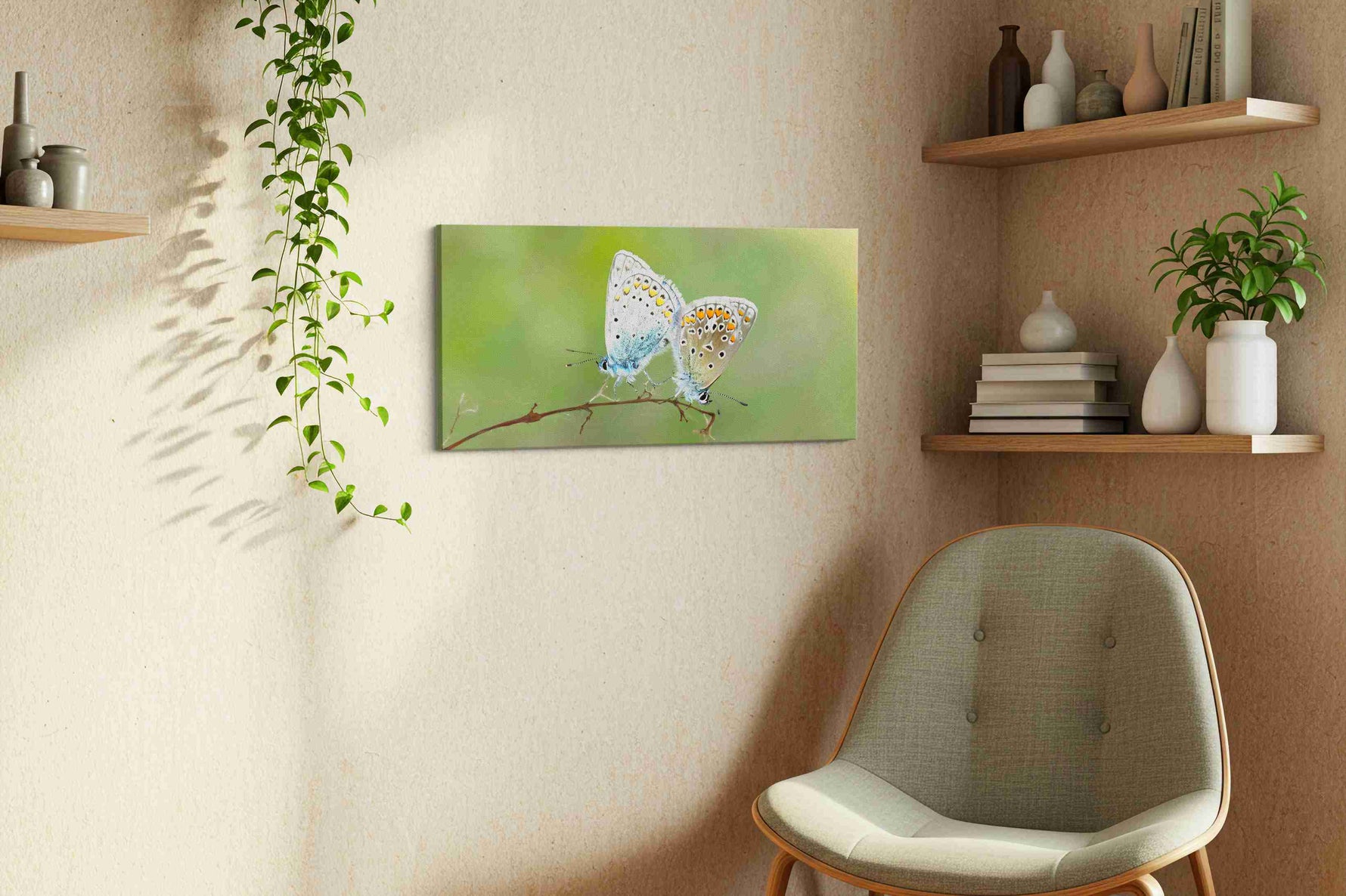 Whispers of Delicate Wings nature canvas print, displayed in a living room