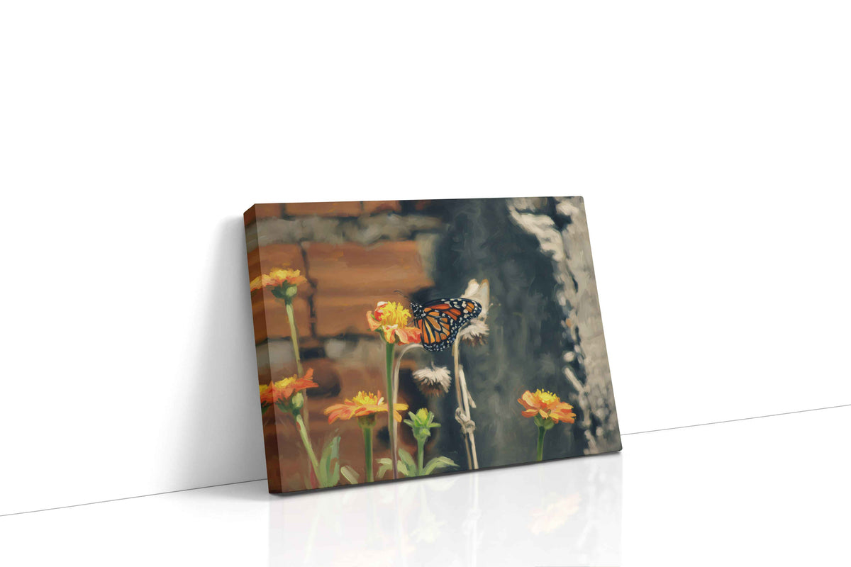 Whispers of Monarch Butterfly floral canvas print, gallery-wrapped, ready to hang