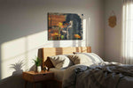 Whispers of Monarch Butterfly floral canvas print, displayed in a bedroom