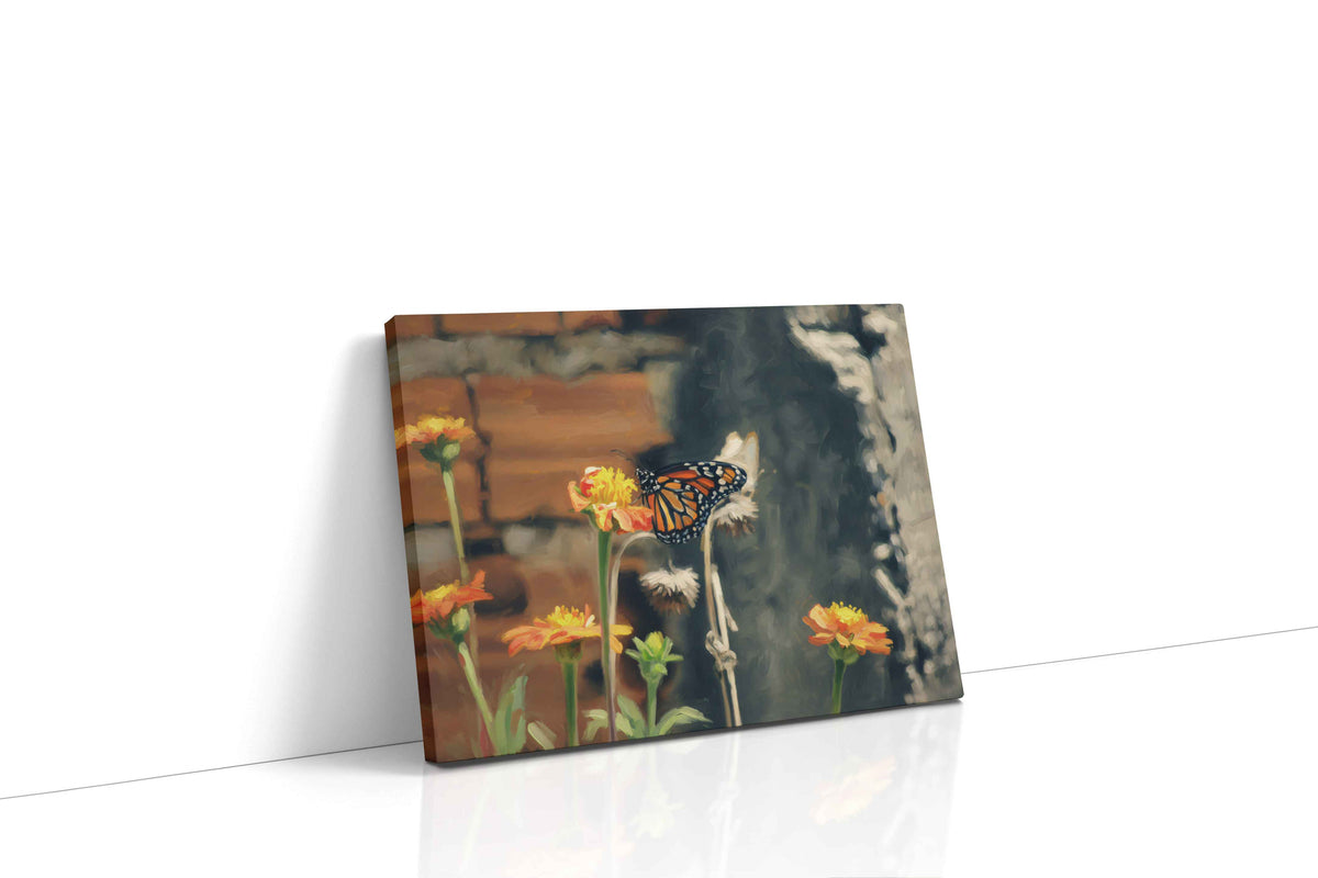 Whispers of Monarch Butterfly floral canvas print gallery-wrapped landscape canvas studio shot