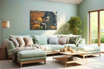 Whispers of Monarch Butterfly floral canvas print shown in a wall scene