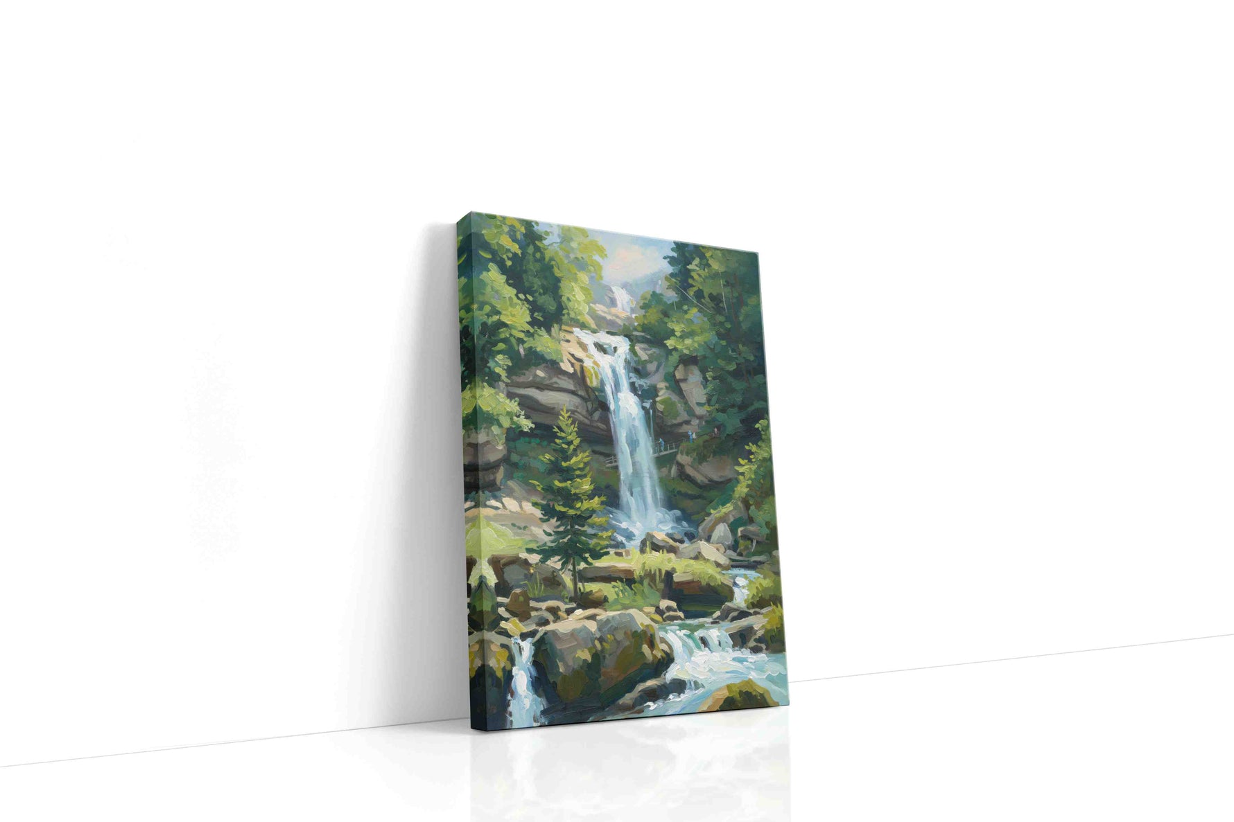 Whispers of Serene Falls landscape canvas print gallery-wrapped portrait canvas studio shot