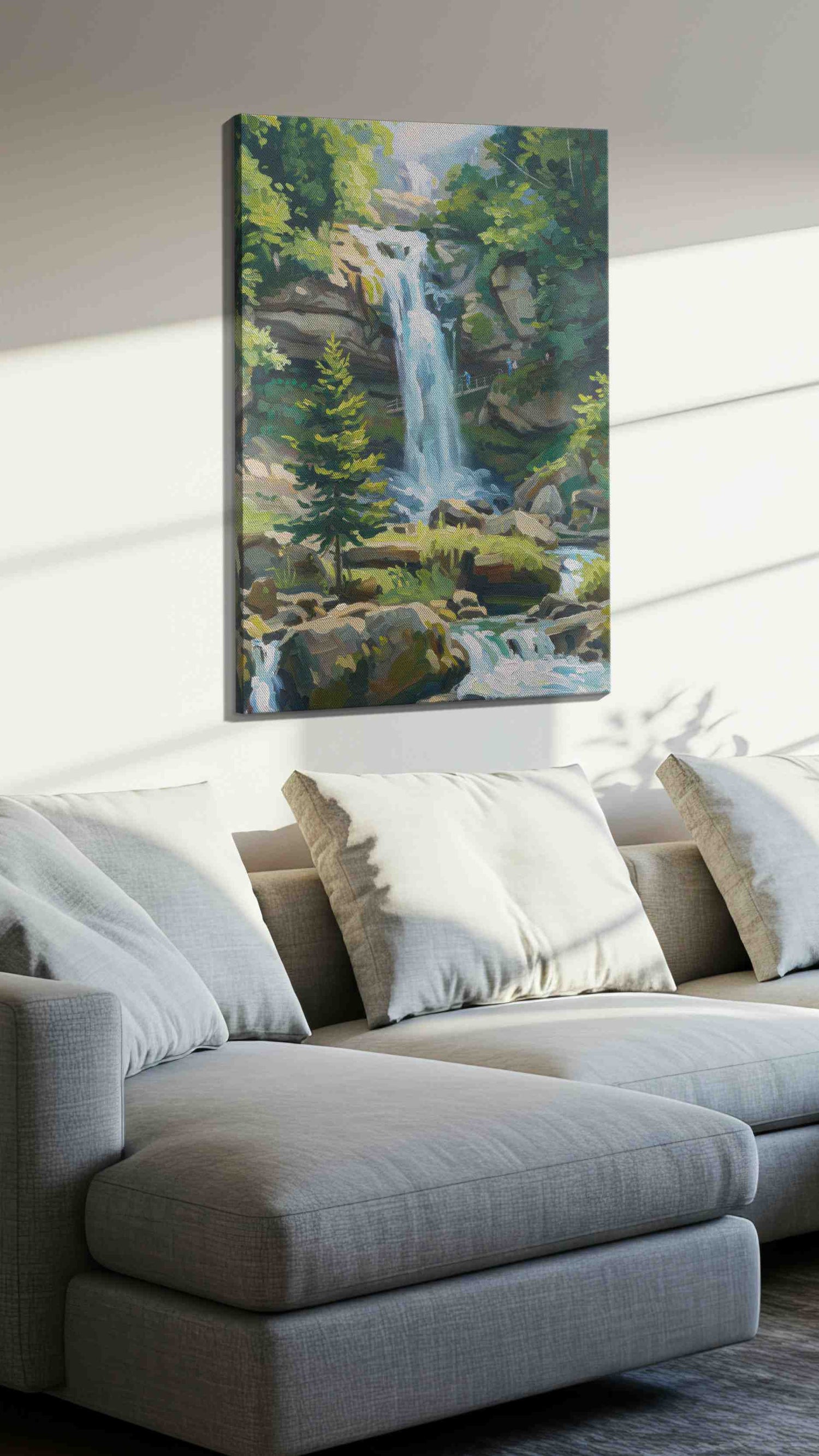 Whispers of Serene Falls – landscape canvas wall art, gallery-wrapped, ready to hang