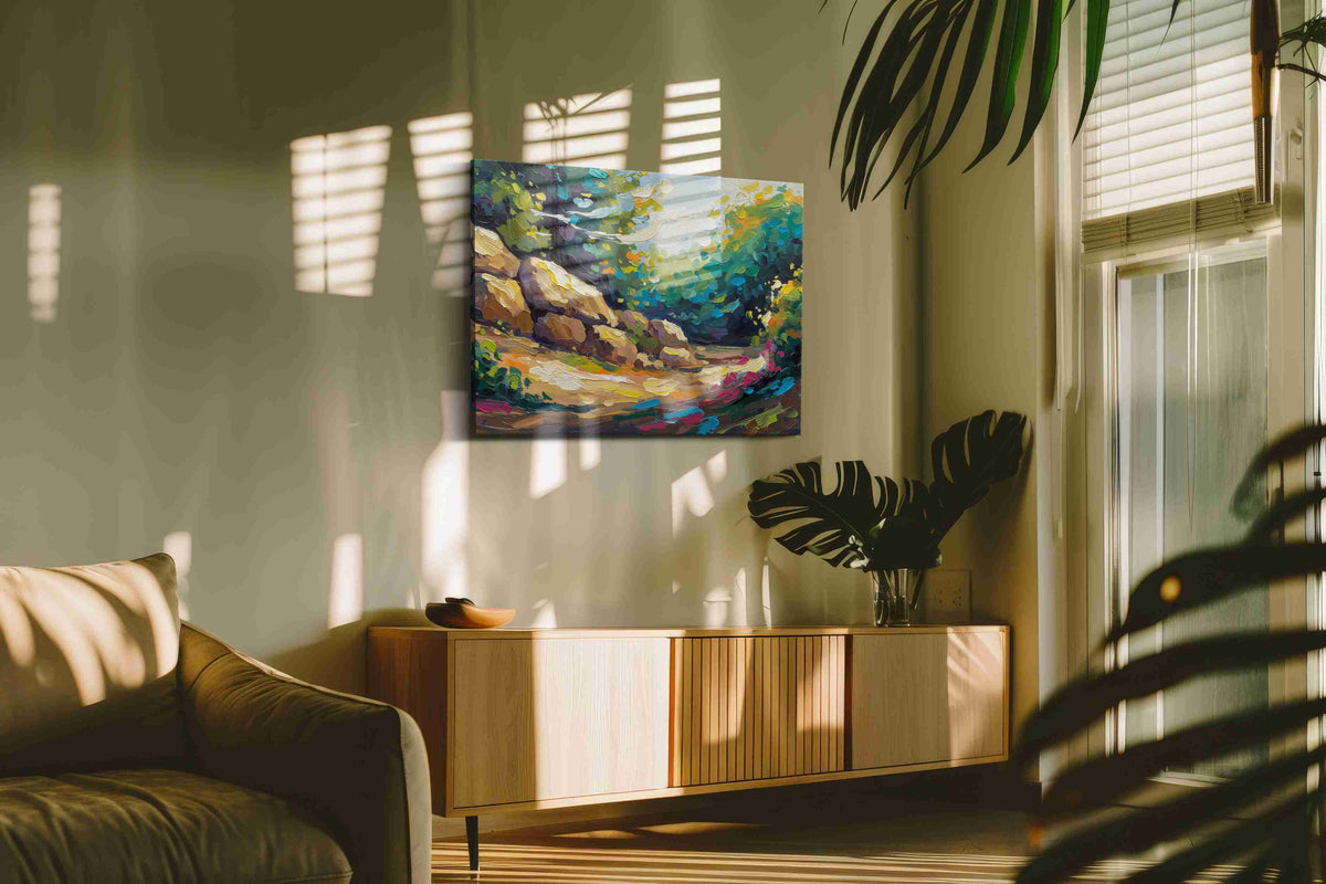 Whispers of Sunlit Glade – landscape canvas wall art, gallery-wrapped, ready to hang