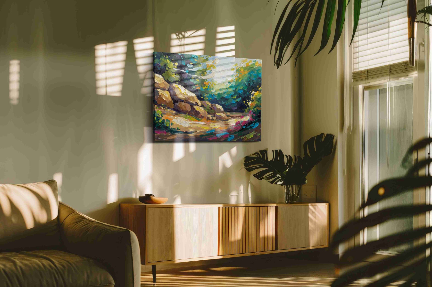 Whispers of Sunlit Glade – landscape canvas wall art, gallery-wrapped, ready to hang