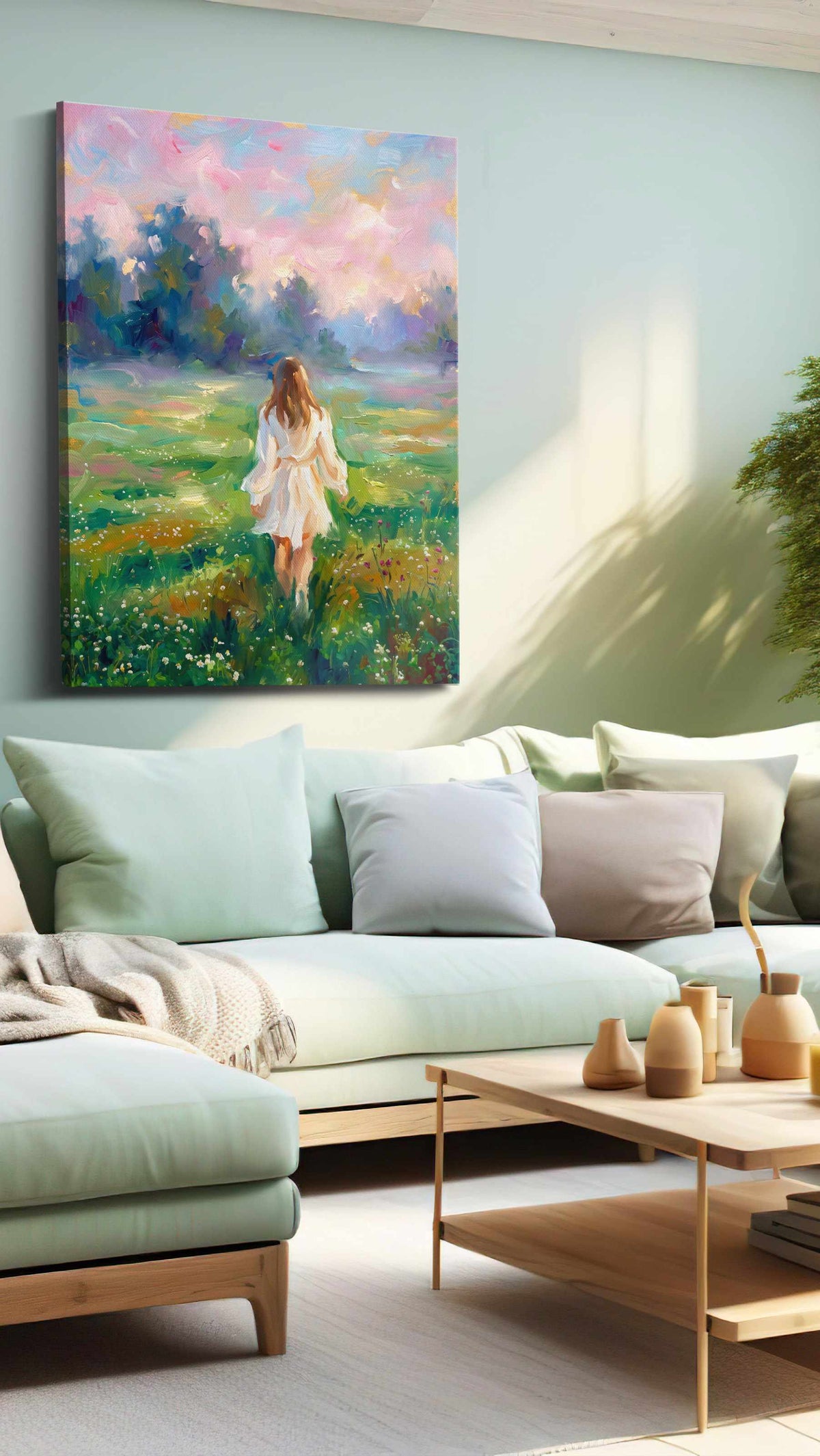 Whispers of a Dreamy Meadow landscape canvas print, hanging on wall
