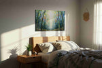 Whispers of the Enchanted Grove II nature canvas print, displayed in a bedroom