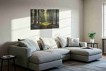 Whispers of the Enchanted Woods landscape canvas print styled in a living room