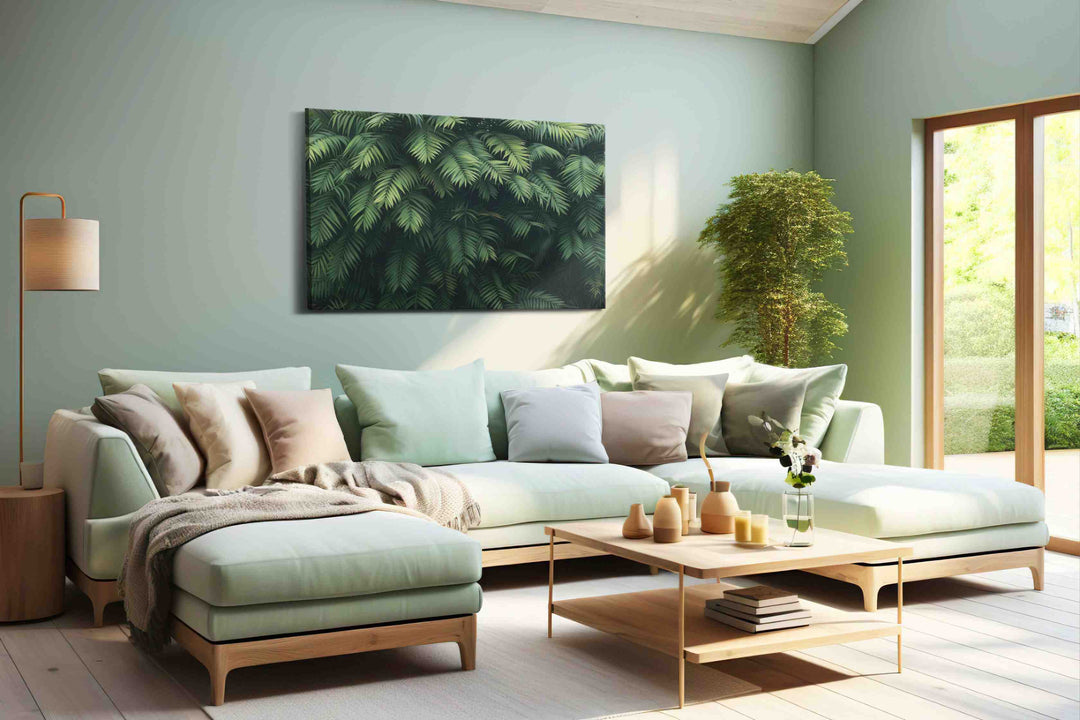 Whispers of the Jungle Canopy – leaves canvas wall art, gallery-wrapped, ready to hang