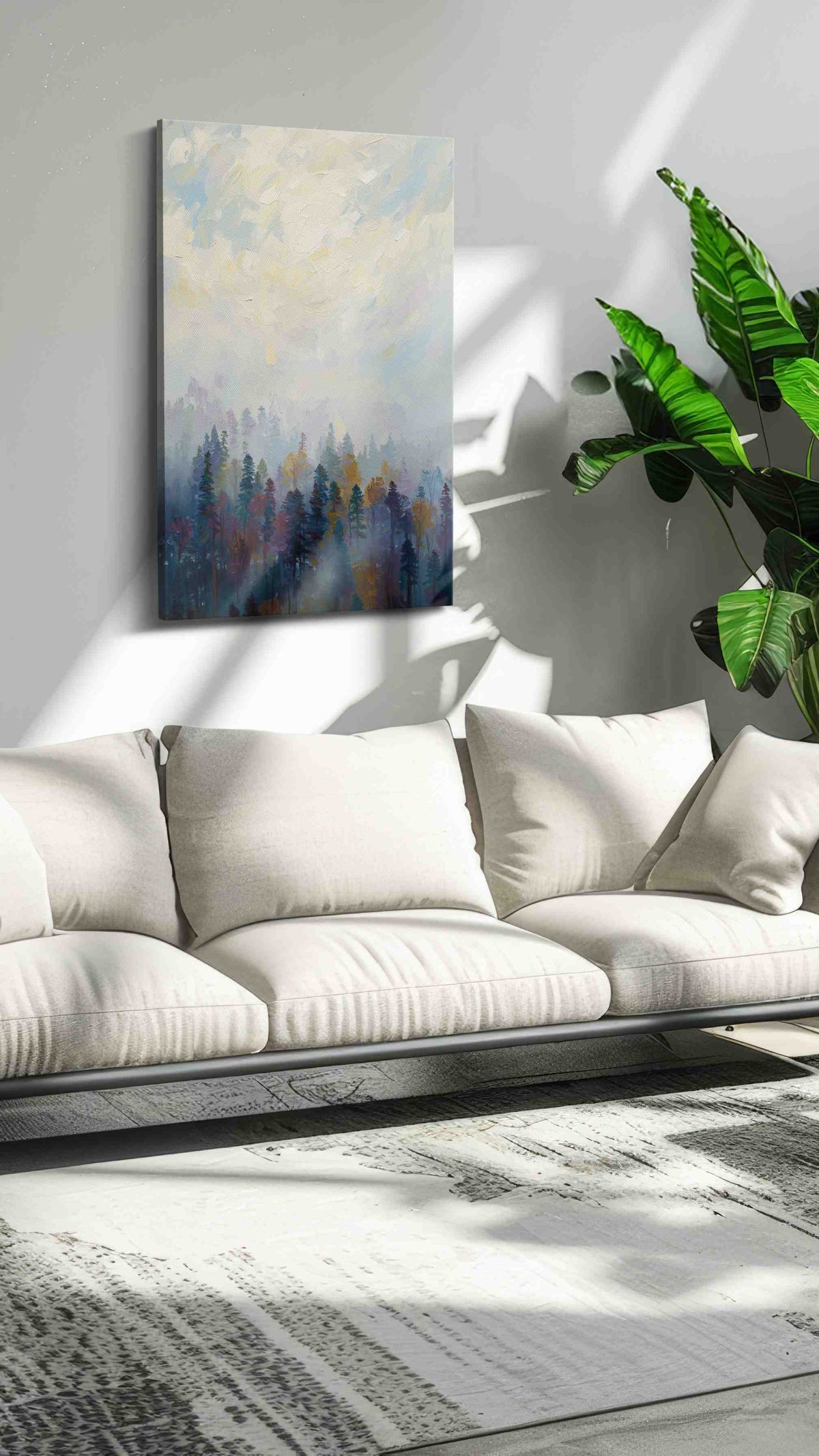 Whispers of the Misty Forest landscape canvas print in a hung canvas mockup