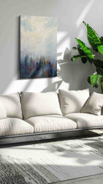Whispers of the Misty Forest landscape canvas print in a hung canvas mockup