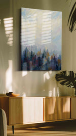 Whispers of the Misty Forest landscape canvas print, hanging on wall