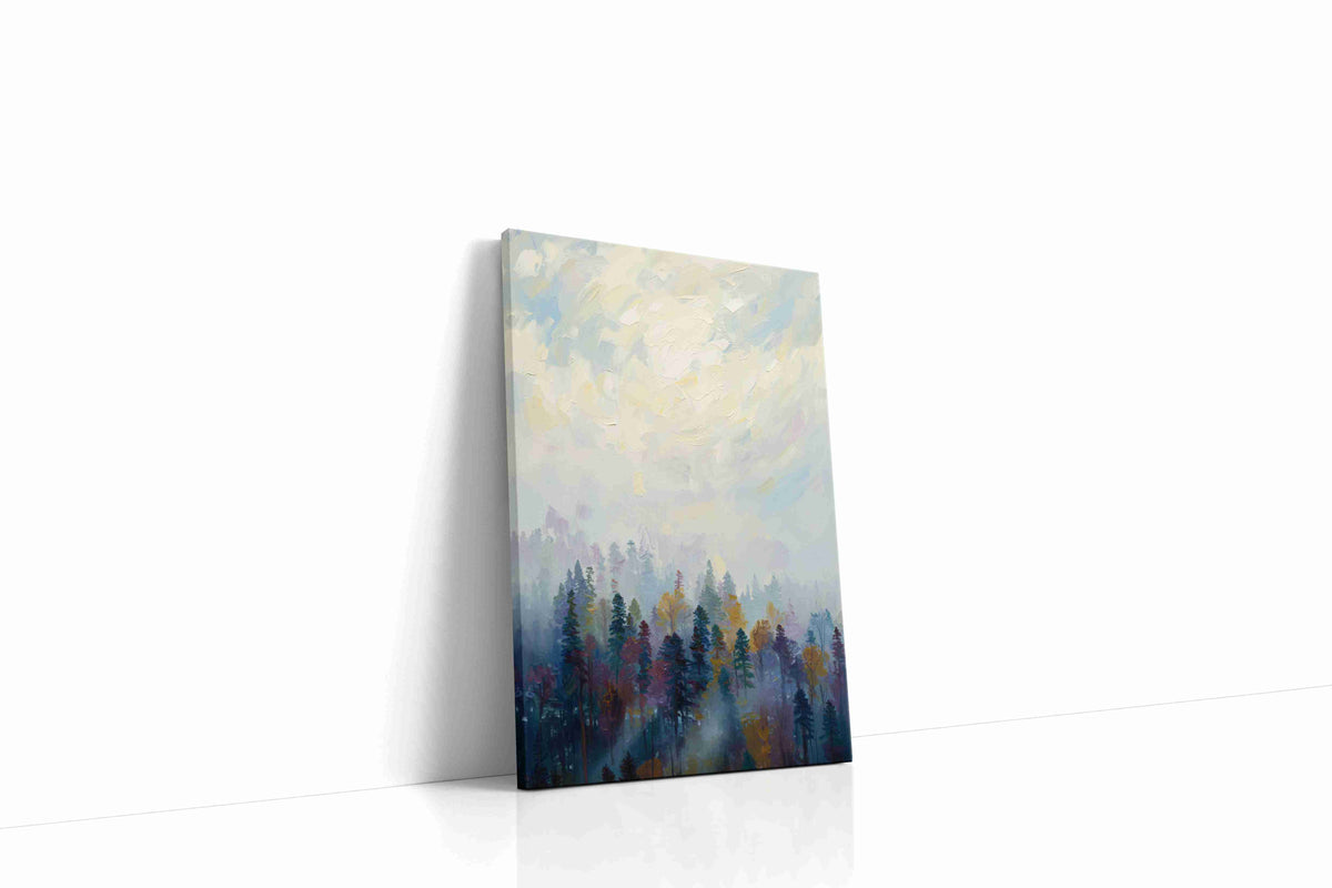 Whispers of the Misty Forest landscape canvas print gallery-wrapped portrait canvas studio shot