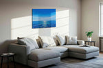 Azure Horizon Reflections ocean canvas print in a living room scene