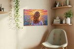 Embrace the Horizon romance canvas print, displayed in a living room