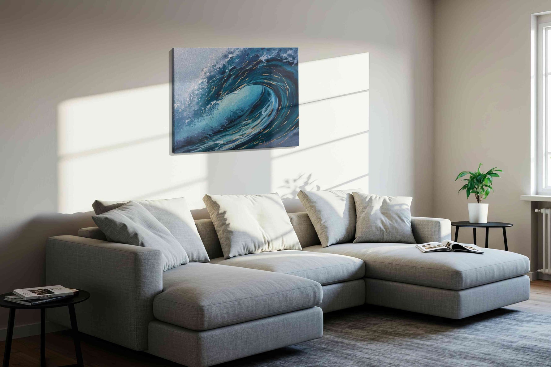 Eternal Ocean Surge ocean canvas print, displayed in a living room
