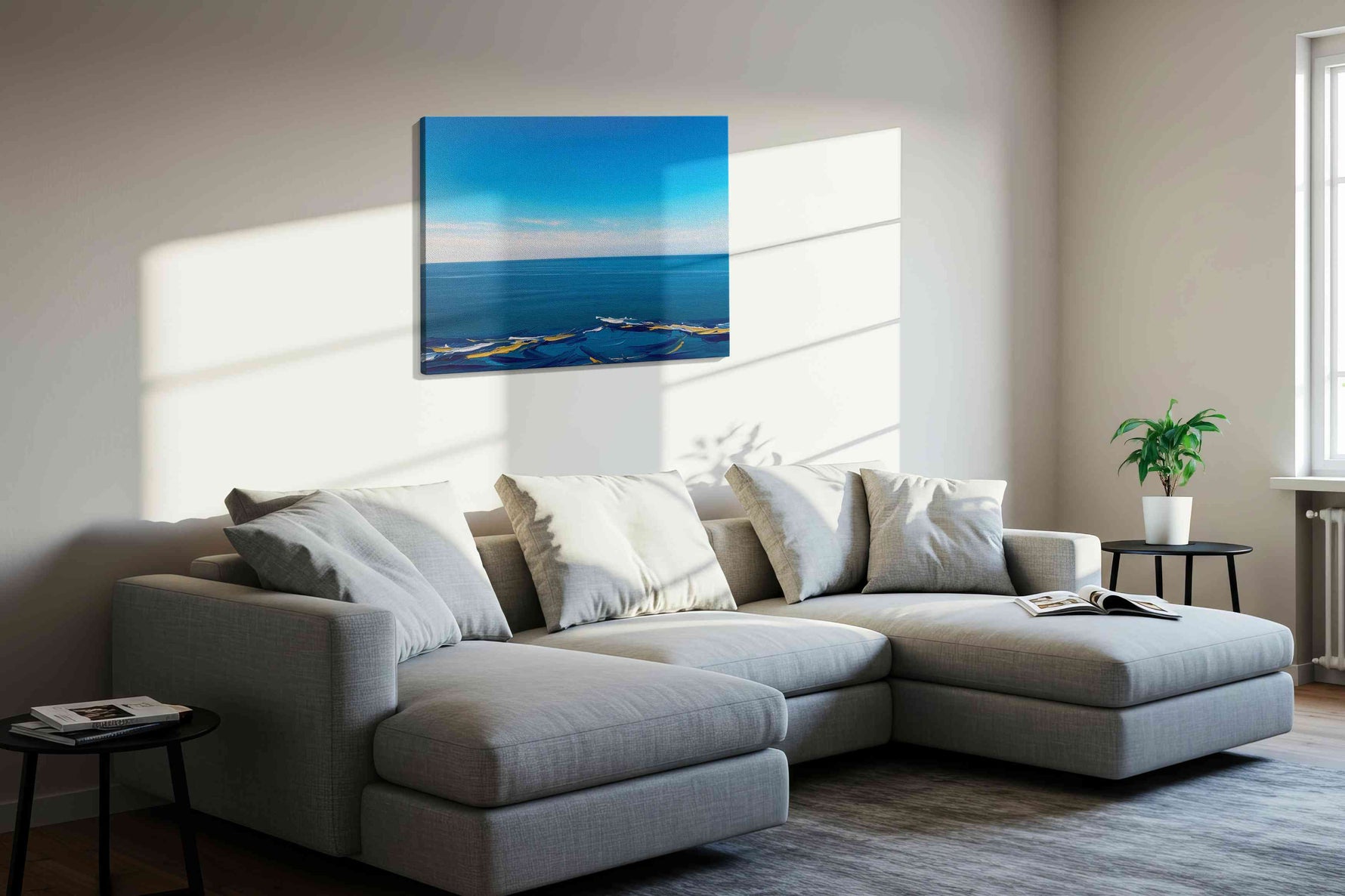 Eternal Ocean Symphony ocean canvas print, displayed in a living room