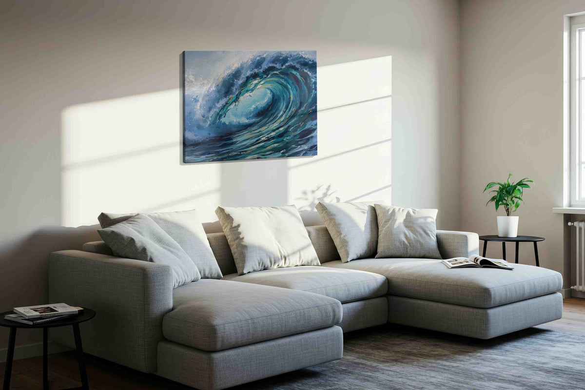 Eternal Ocean Whirl ocean canvas print in a living room scene