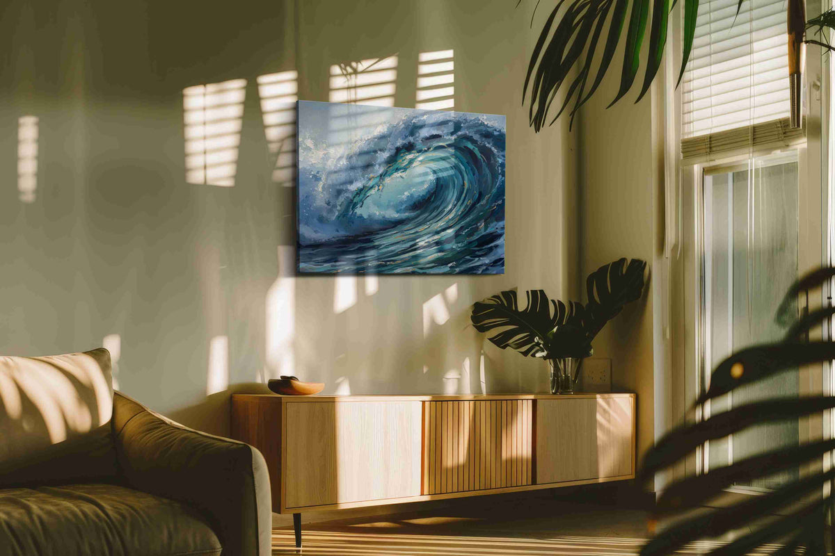 Eternal Ocean Whirl ocean canvas print, on wall, lifestyle preview
