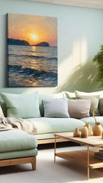 Eternal Sun's Embrace landscape canvas print, hanging on wall