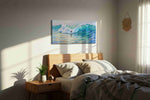 Euphoric Wave Ride beach canvas print, displayed in a bedroom