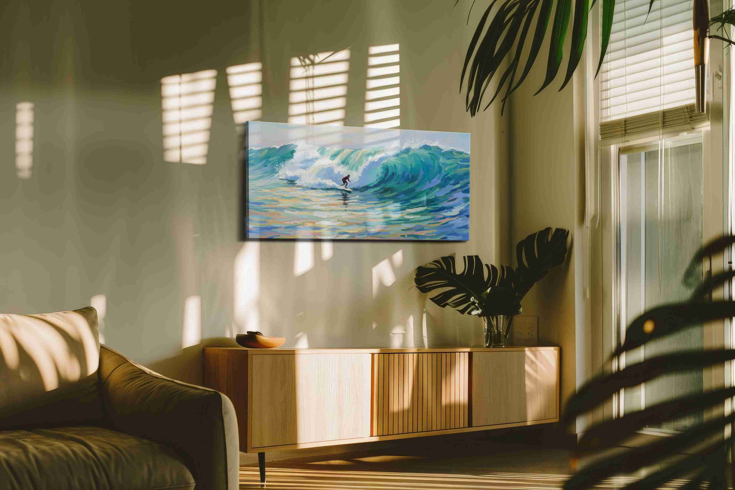 Euphoric Wave Ride – beach canvas wall art, gallery-wrapped, ready to hang