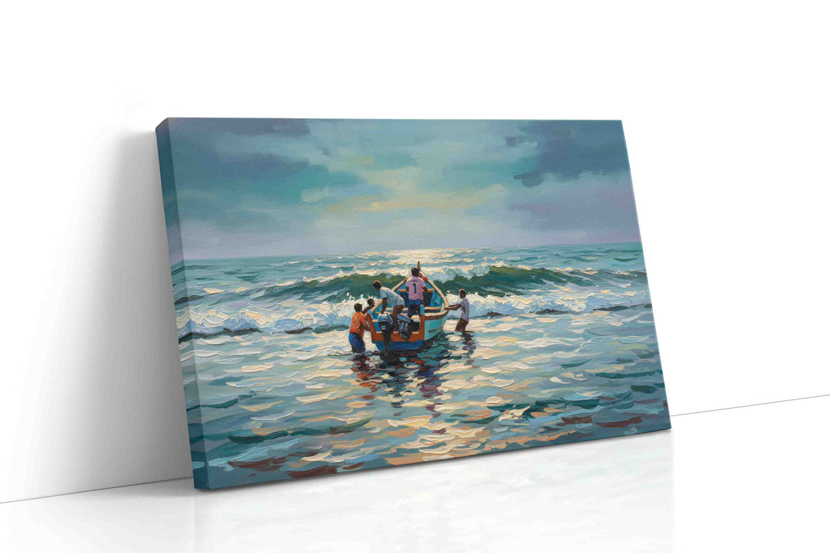 Journey at Dawn's Embrace beach canvas print gallery-wrapped landscape canvas studio shot