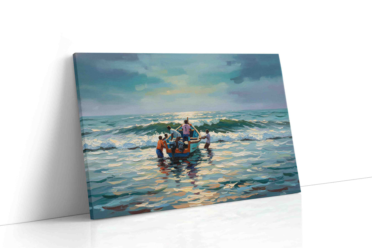 Journey at Dawn's Embrace beach canvas print, gallery-wrapped, ready to hang