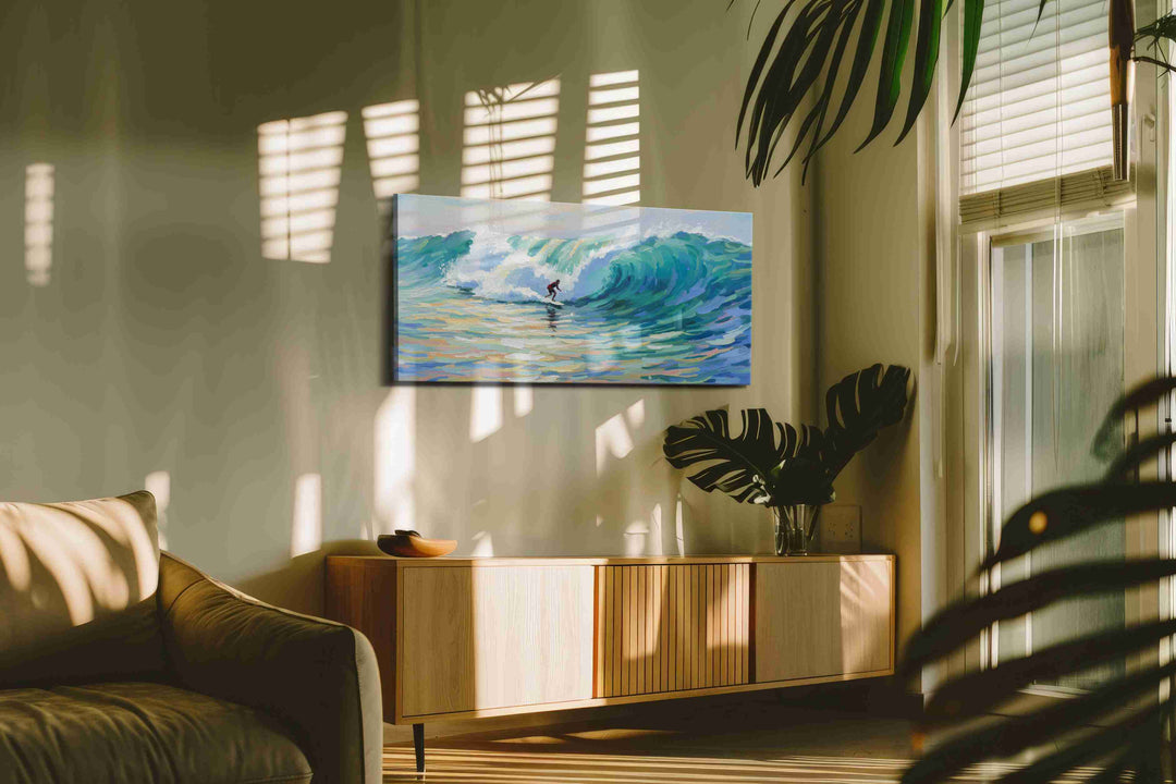 Ride the Sunset Waves – beach canvas wall art, gallery-wrapped, ready to hang