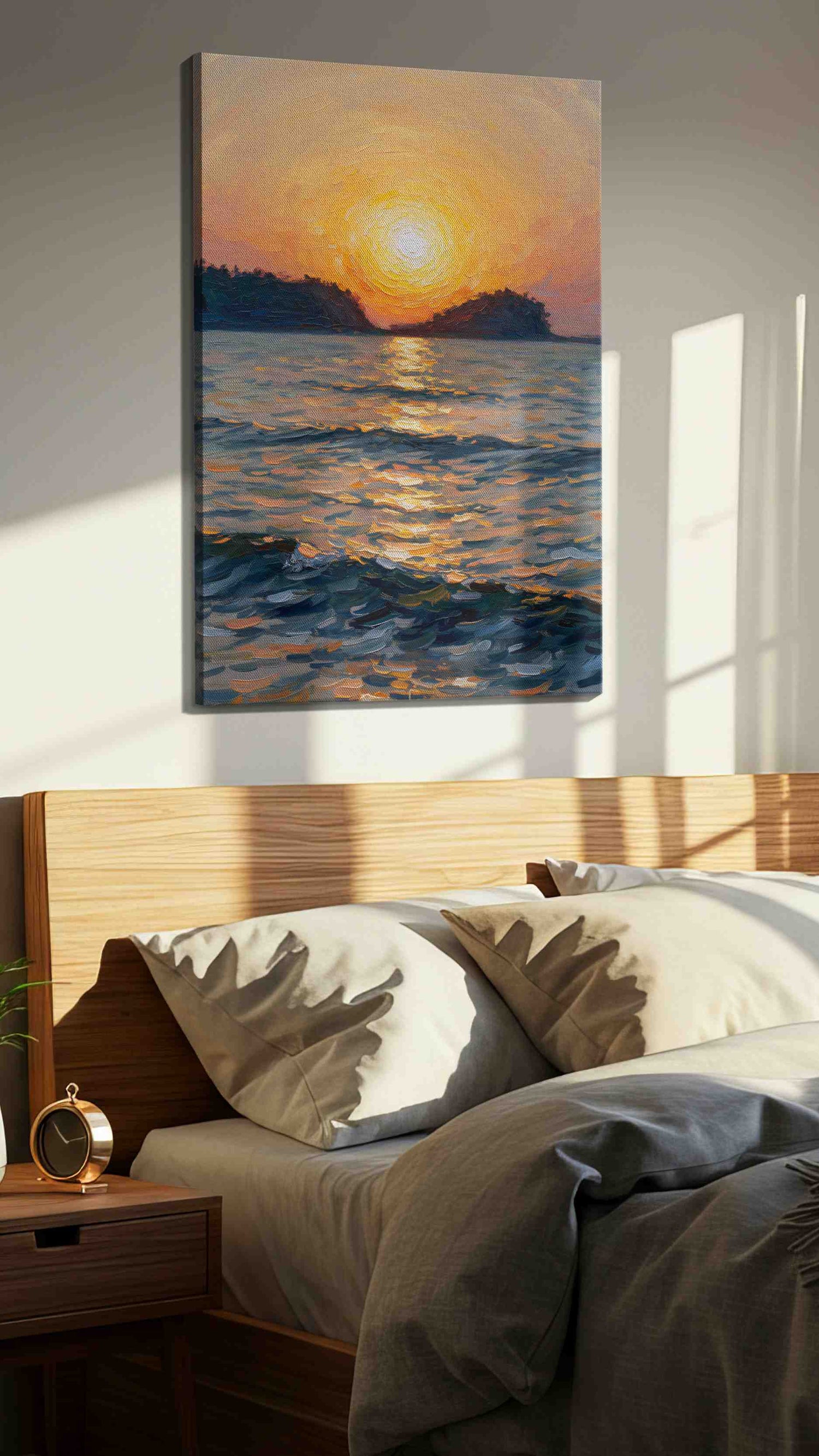 Solitude's Golden Embrace – landscape canvas wall art, gallery-wrapped, ready to hang