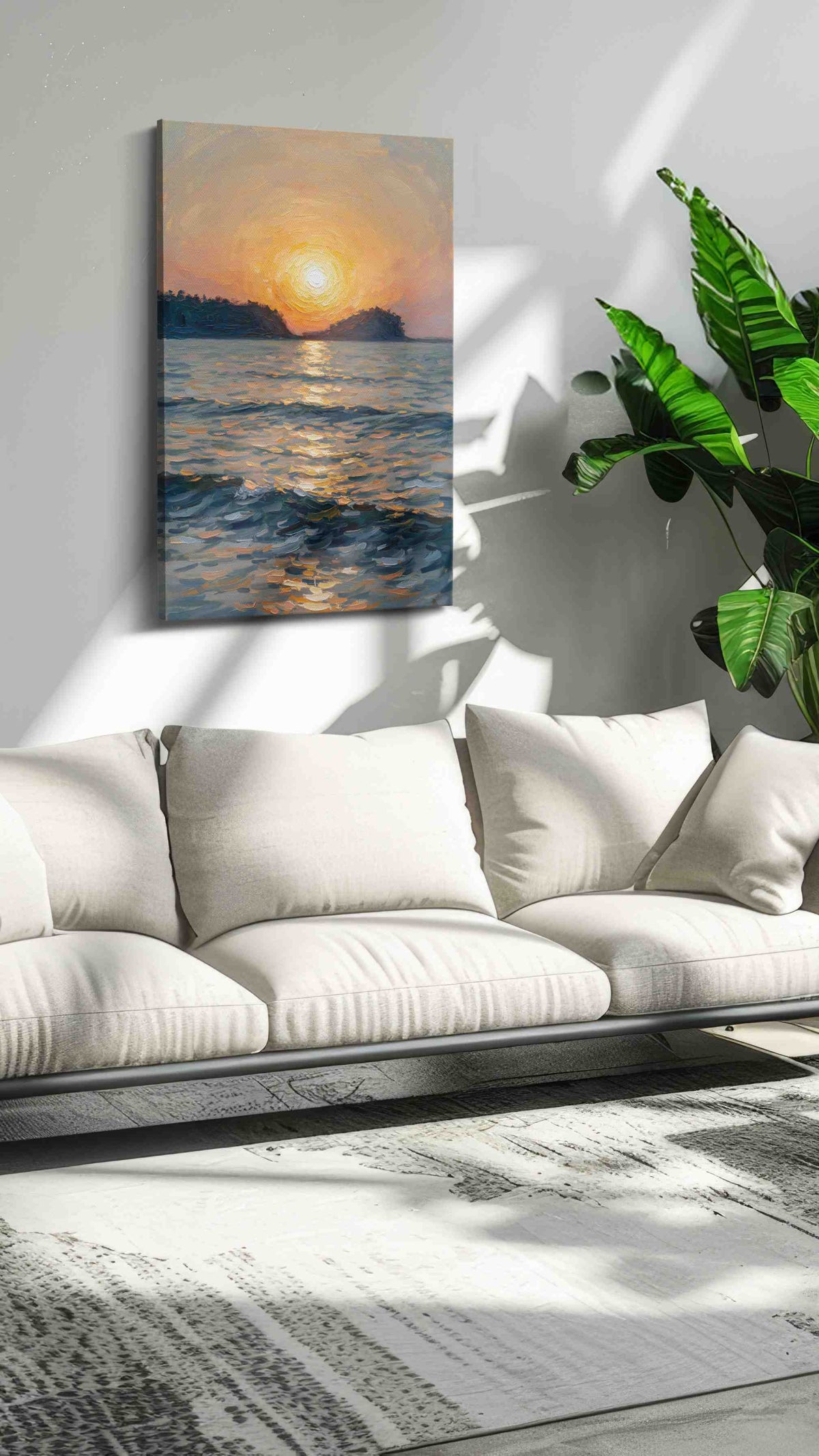 Solitude's Golden Embrace landscape canvas print, on wall, lifestyle preview