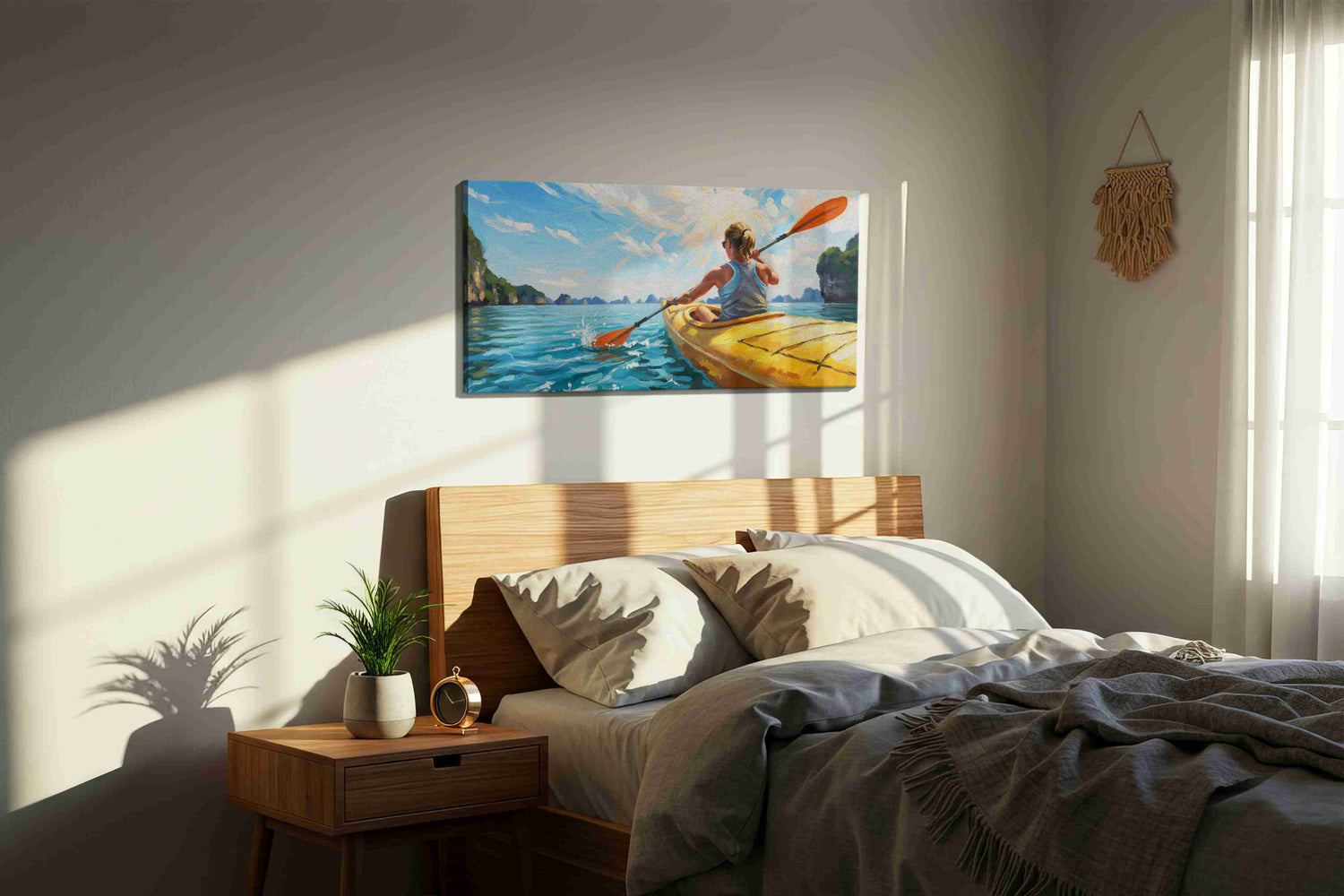 Sunlit Kayak Odyssey – sports canvas wall art, gallery-wrapped, ready to hang